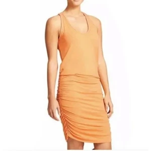 Athleta T Racerback Bodycon Dress with Ruching Womans M Tangerine Glo - Picture 1 of 11