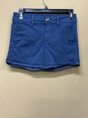 American Eagle AEO Blue Midi Twill Shorts Low Rise Stretch  Size 0 NWOT - Image 1 of 4