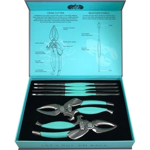 Seafood Crab and Lobster Tool Set – 2 Shell Cutters & 4 Fork Picks – Stainless S - Foto 1 di 3