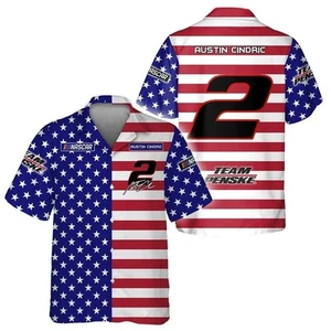 Independence Day Austin Cindric Nascar Racing Hawaiian Shirt - Picture 1 of 4