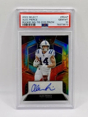 2022 SELECT ALEC PIERCE ROOKIE SIGNATURE TIE-DYE PRIZM RC AUTO /25 PSA 10! POP 4 - Image 1 of 3
