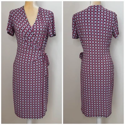NWT Anne Klein Rich Camellia Faux Wrap Midi Dress Size 8 Multicolor Stretch - Image 1 of 4