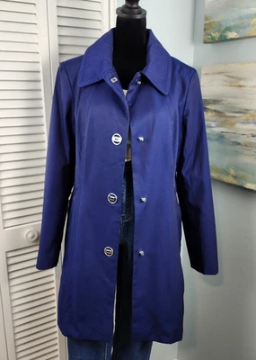 Gabardina Anne Klein Mediana Azul Botón Frontal Cuello Estructurado Forrada Clásica Foto 1 de 4
