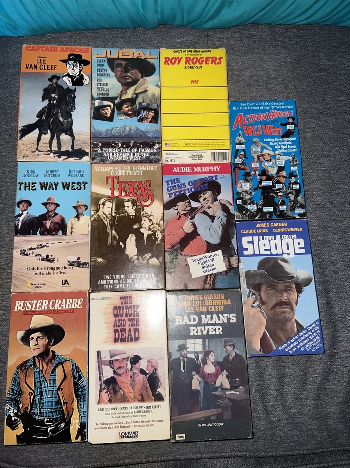 11x Vintage Western War Lot VHS VCR Tape Bundle Movie Roy Rogers Apache Texas Foto 1 de 4