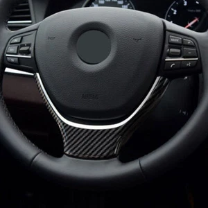 Carbon Fiber Style Steering Wheel Cover Trim For BMW 5 7 Series F10 F11 F01 F02 - Picture 1 of 9
