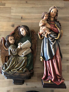 2 große Heiligen Figuren: Marienstatue und Engels Chor aus Holz