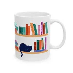 Taza de café Cat on Bookshelf - Imagen 1 de 8