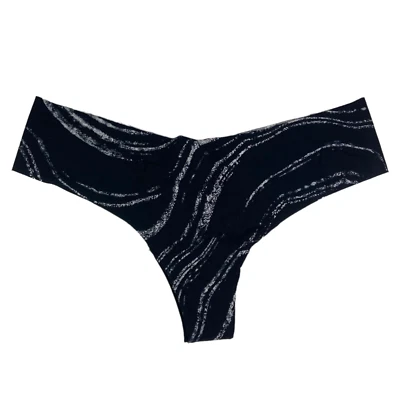 NUEVO CON ETIQUETAS Victorias Secret ROSA No Show Tanga Bragas Negro Blanco Mármol Talla S Pequeño Foto 1 de 4