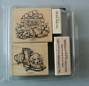 Stampin' Up! For Father Stamp Set Of 3 Retired Puppy Apples Shoe - Picture 1 of 2