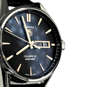 Tag Heuer WAR201C-0 Carrera Calibre 5 Black Leather Strap - Picture 1 of 5