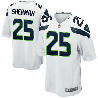 RICHARD SHERMAN UNSIGNED SEATTLE SEAHAWKS WHITE NIKE JERSEY SIZE L 99182 Cover