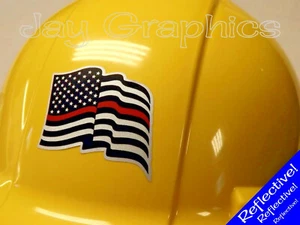 REFLEKTIERENDER Feuerwehrmann amerikanische Flagge Schutzhelm Aufkleber | USA Helm Rettung Aufkleber - Bild 1 von 1