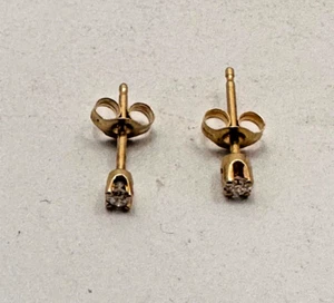 14k Yellow Gold 2mm Round Diamond Studs Earrings - Picture 1 of 11