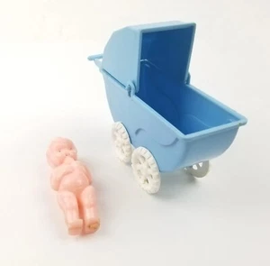 Vintage Wanna Toy Stroller & Baby Plastic Miniatures - Picture 1 of 8