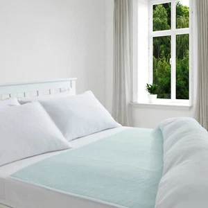 Absorbent Washable Incontinence Bed Pad/Waterproof Mattress Protection, Green - Picture 1 of 35
