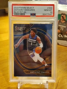 ANTHONY EDWARDS 2020 SELECT COURTSIDE BLUE RETAIL RC #300 PSA 10 GEM MT! WOLVES! - Picture 1 of 2