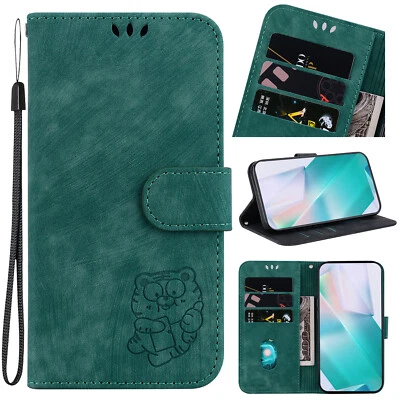 Flip Magnetic Tiger Leather Card Wallet Shockproof Phone Case For Various Covers - Image 1 of 4