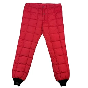 Vtg 50’/60’s Mens Red Nylon Down Trim Quilted Snow Hunting Pant Sz Med Ribbed - Picture 1 of 10