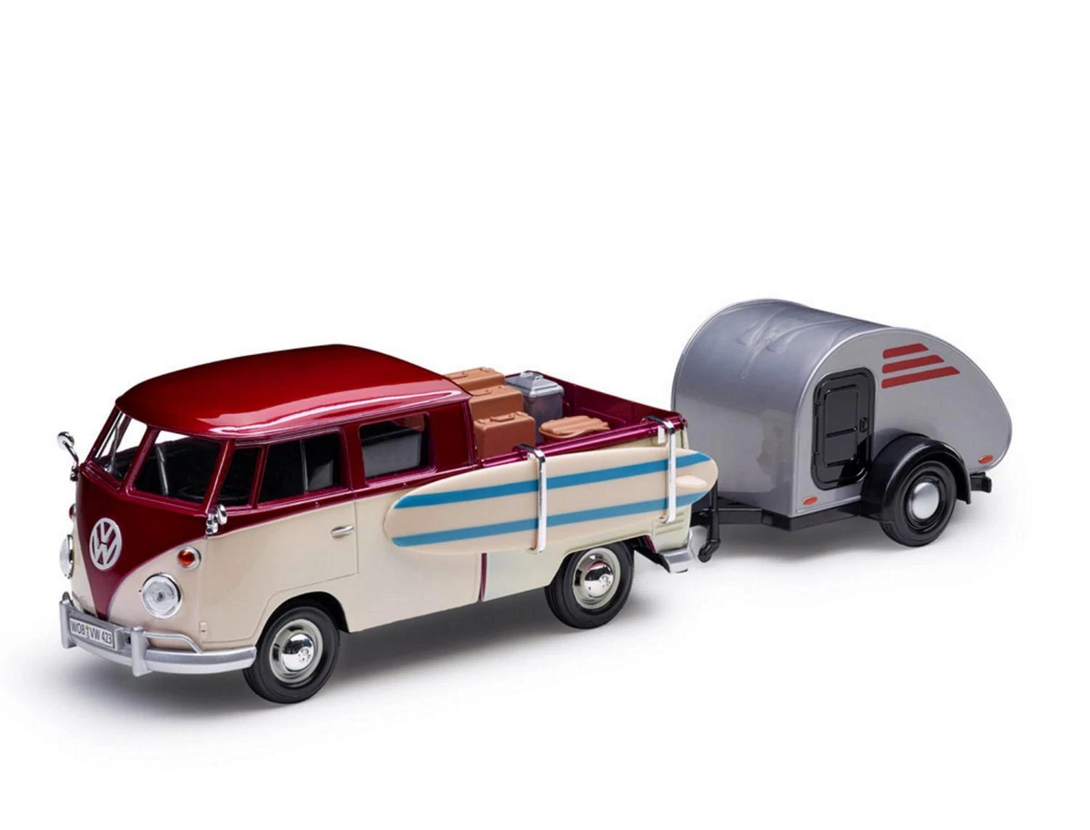 Motormax VW T3 Bus Modell 1/24 – Ivory Beige, Mit öffnender Heckklappe & Drehbaren Rädern, Ca. 19 Cm