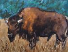 Bison Painting Buffalo Original Art 6 by 8 Animal Artwork American Southwestern