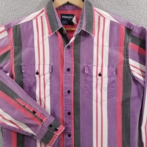 Vtg Wrangler Brushpopper Shirt Large 16 35 Western Rodeo Cowboy Purple 80s 90s - Picture 1 of 22