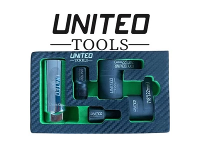 UNITED TOOLS Oxygen Sensor Socket & Thread Chaser Tool Set 5 Piece In EVA Foam Tray.