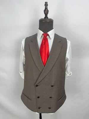 Chaleco Chaleco SuitSupply Ferrara DB 100 % Lana Taupe Muesca Solapa EE. UU. Talla 42R Foto 1 de 4