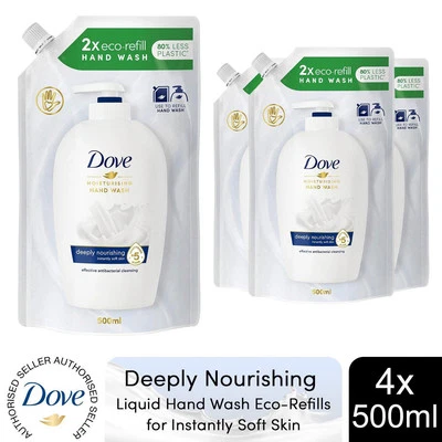 Dove Moisturising Liquid Hand Wash Eco-Refill for Instantly Soft Skin 500ml, 4pk - Image 1 of 4