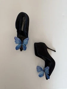 Manolo Blahnik heels shoes blue butterfly orchid size 37 7 Y2K Carrie Bradshaw - Picture 1 of 4
