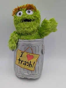 SeaWorld Busch Gardens Oscar Grouch Plush Garbage Can 10 Inch Stuffed Animal Toy - Picture 1 of 8