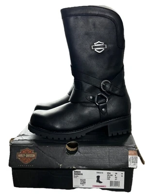 Harley Davidson Botas Ámbar Arnés Mujer’s Cuero Negro 10 Motocicleta Foto 1 de 4