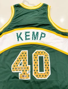 Shawn Kemp signiertes Seattle Supersonics individuelles Pot Weed Trikot Beckett BAS COA - Bild 1 von 3
