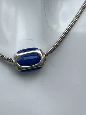 "Cadena colgante serpiente colgante de 27"" de barril de cabujón lapislázuli de ley .925" Foto 1 de 4