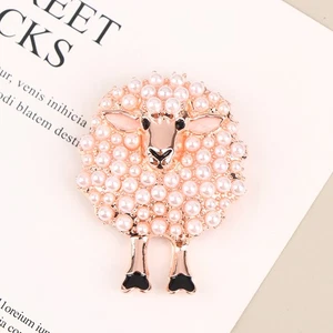 Cartoon Animal Brooch Inlaid Pearls Lucky Lovely Sheep Brooch Alloy Brooch Gi WG - Picture 1 of 9