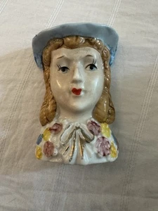VINTAGE DAMEN KOPF VASE WANDTASCHE PORZELLAN JAPAN 3" - Bild 1 von 4