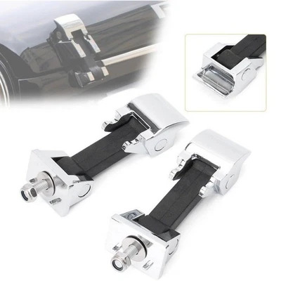 Par de pestillos de bloqueo de capó de aluminio plateado para Jeep Wrangler JK 2007-2018 Foto 1 de 4