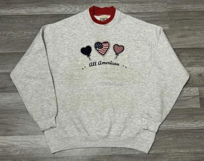 Suéter Cuello Redondo Vintage Años 90 Todo Americano EE. UU. Bordado Adulto Mediano Grande Foto 1 de 4