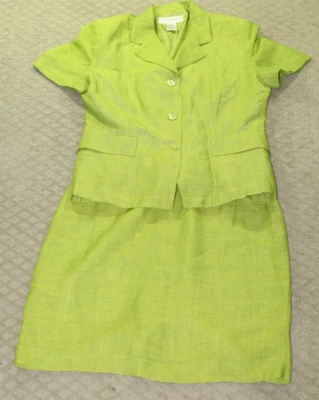 Traje de 2 piezas vintage de manga corta verde de mujer de esquina informal de los años 90 Foto 1 de 4