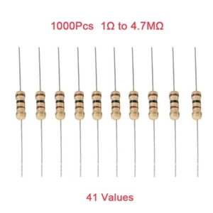 1000Pcs 1/4W Carbon Film Resistor 1Ω to 4.7MΩ ±5% Provide Multiple Values - Picture 1 of 5