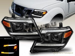 FIT FOR 2009-2020 FRONTIER PROJECTOR HEADLIGHTS SWITCHBACK DRL SEQUENTIAL BLACK