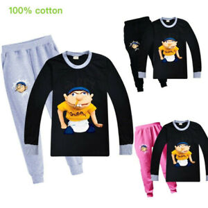 Kids Game Jeffy Long Sleeve T shirts Night Sleep PyjamasWear PJ Set 100% Cotton