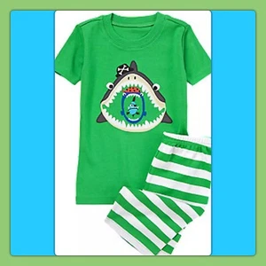 NWT 2T Gymboree GYMMIES 2pc SLEEPwear Set SHARK PIRATES TEETH green PJs Pajamas - Picture 1 of 2