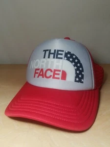Women's The North Face Trucker Hat Snap Back - Red - White - Blue - America  - Picture 1 of 9