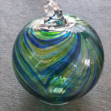 Hanging Glass Ball 4" Diameter Aqua, Blue & Lime Swirls (1) HGB6/#126