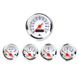 5 Gauge Set SAE American Classic White, Orange Vintage Needles, Chrome Rings - Picture 1 of 10