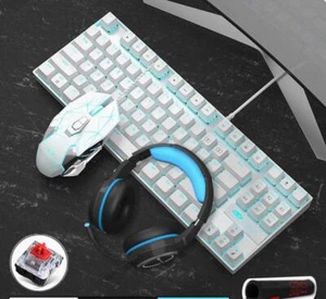 Mechanical Gaming Keyboard Mouse Headset Wired Set RGB Backlit For PC Laptop PS5 - Picture 1 of 5