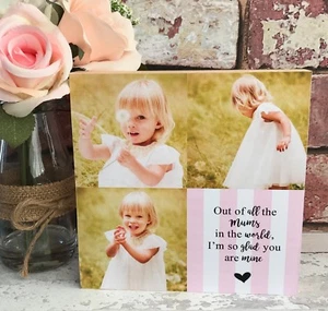 Personalised Chunky Wood Mothers Day Mummy Mum Grandma Nanny Nana Photoblock - Picture 1 of 12