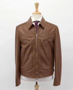NWT $8495 Brunello Cucinelli Men's 100% Leather Motorcycle Jacket Size M A252 - Picture 1 of 14