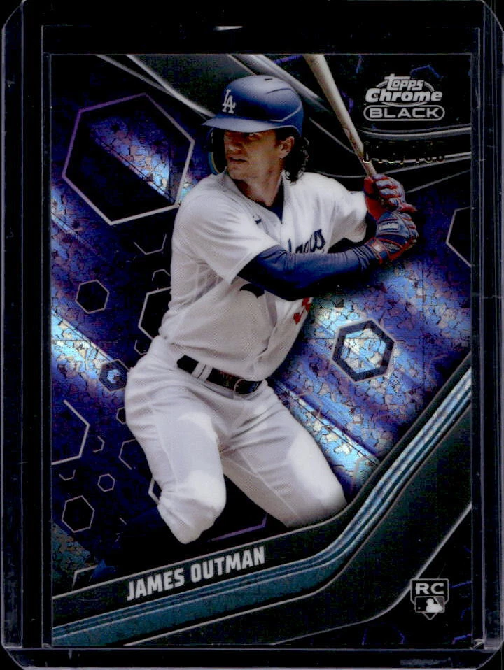 2023 Topps Chrome Black James Outman Purple Mini Diamond Refractor Rookie #/150