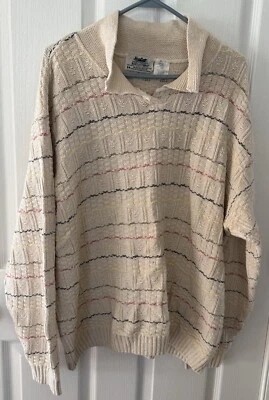 Vintage, Northern Reflections, Cotton Blend, Collar Sweater, Beige XL/TG Mens - Image 1 of 3